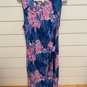 Lilly Pulitzer Tropical Blue and Pink Midi Dress